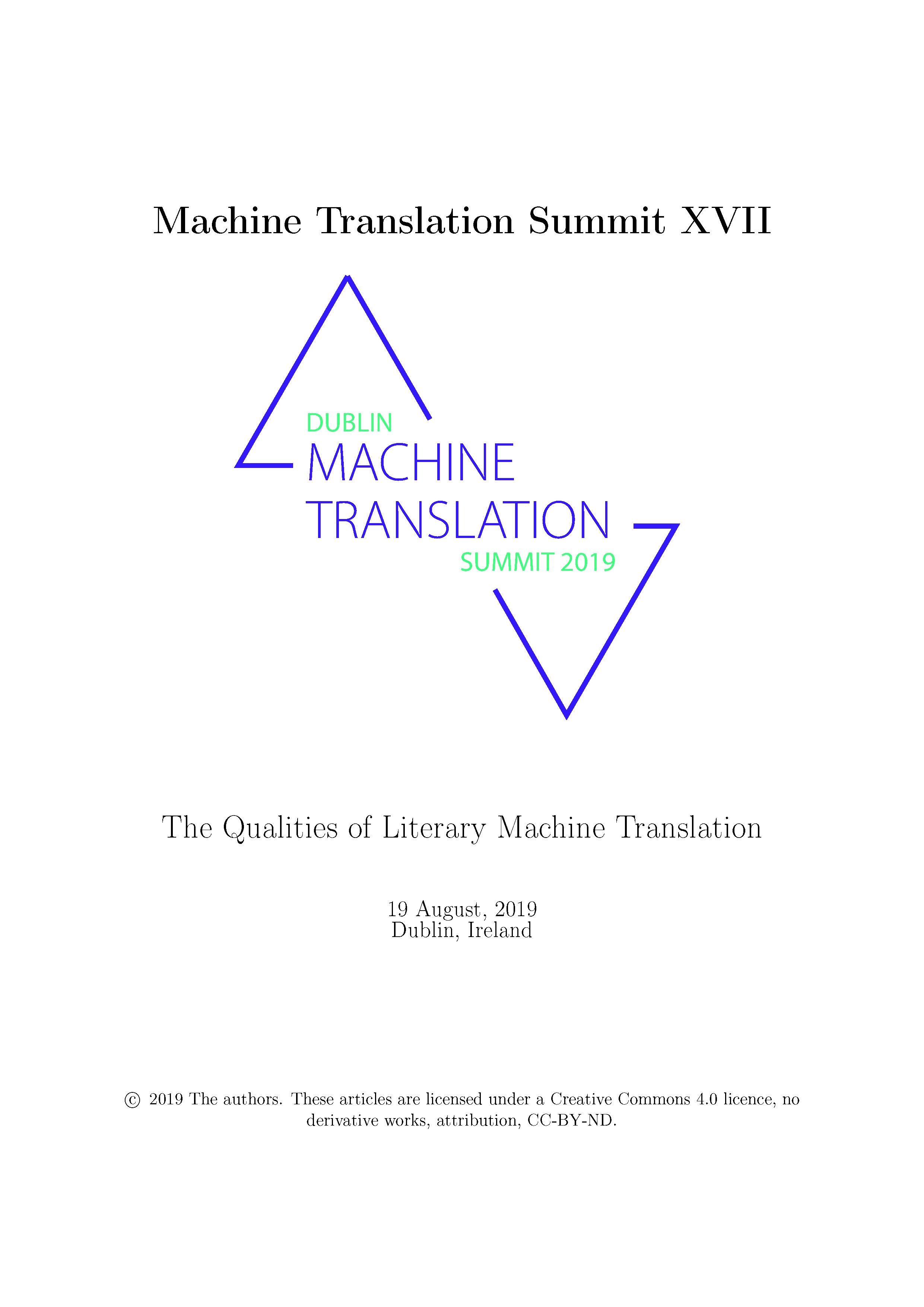 Proceedings of MT Summit 2019